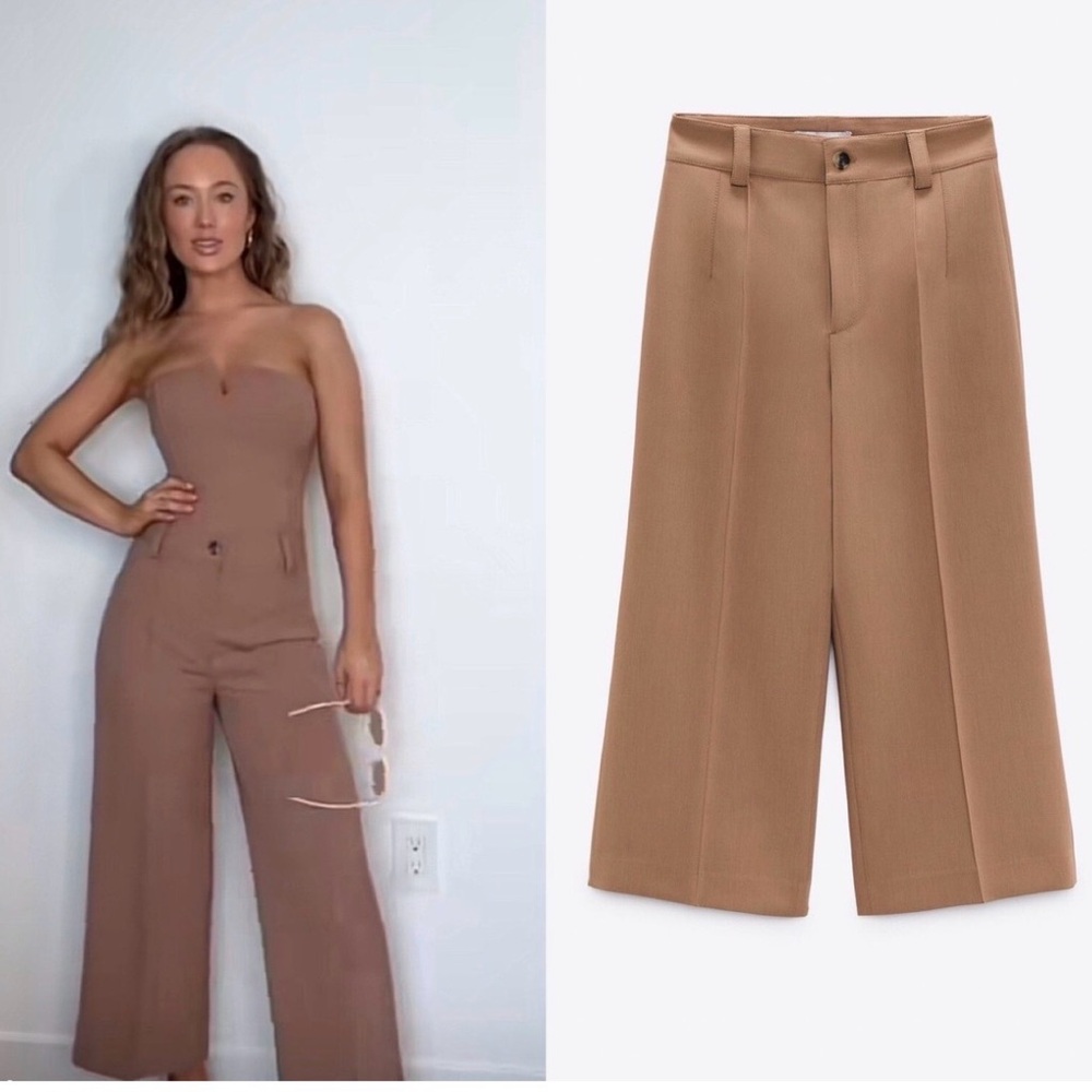 zara three piece set tan